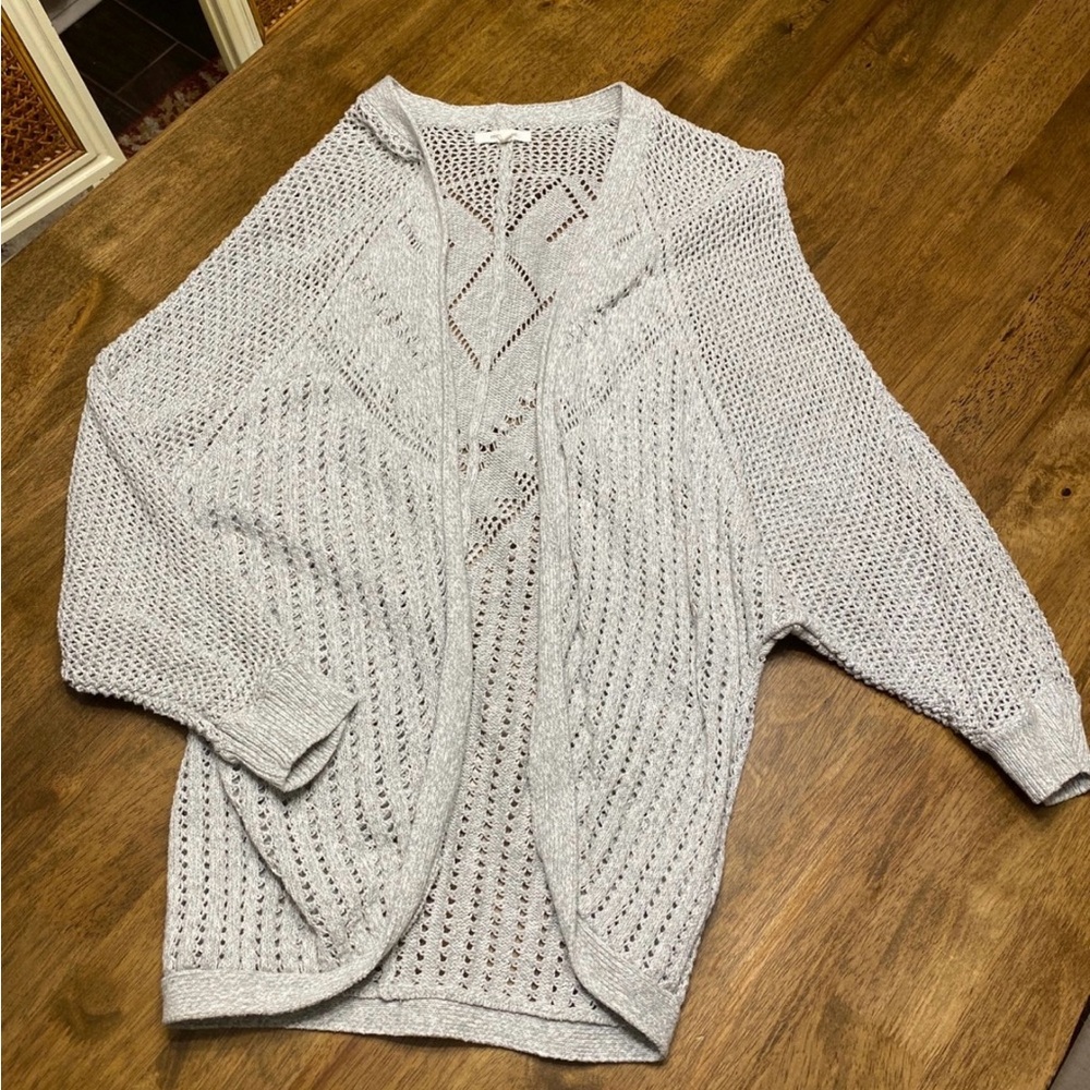 Maurices Light Gray Open-Knit Cardigan–Women’s Medium Lightweight Sweater